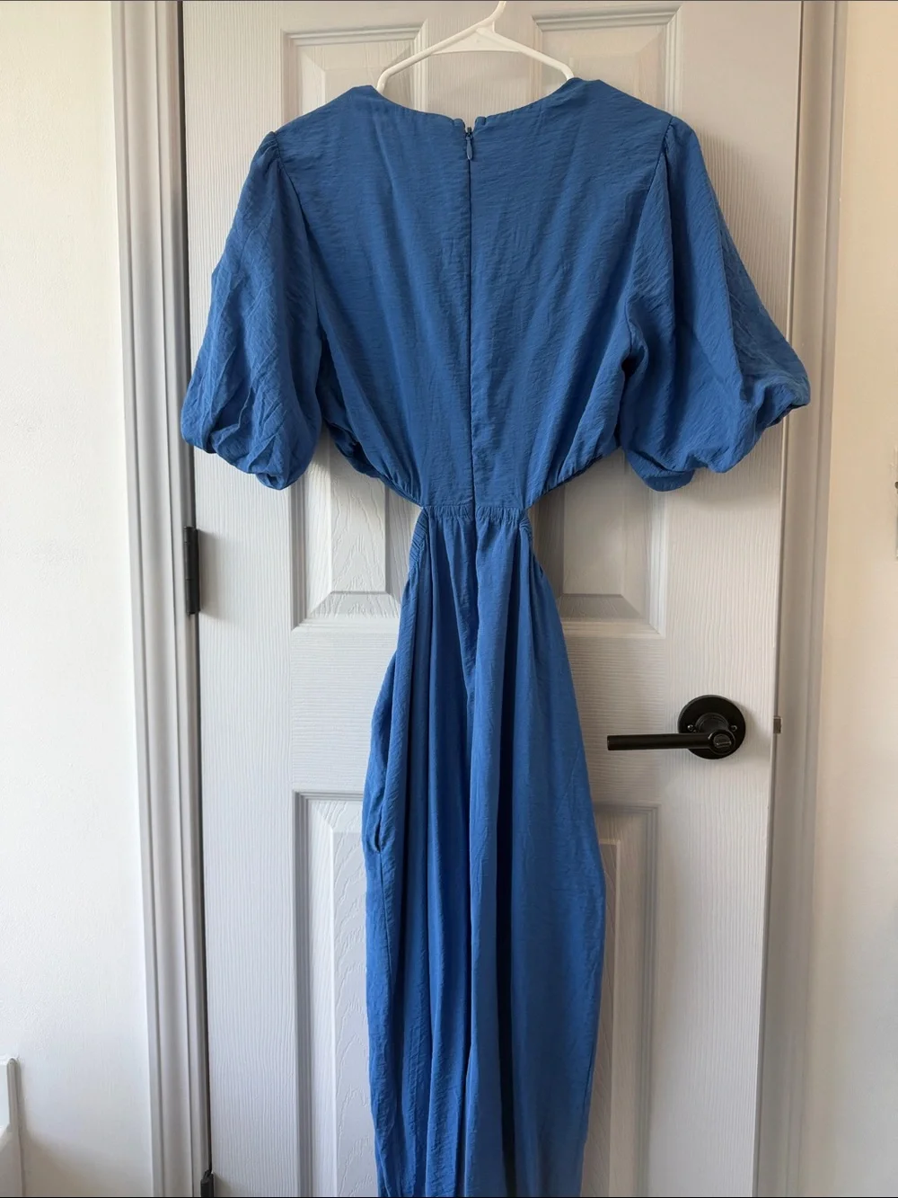 Abercrombie & Fitch Blue Puff-Sleeve Maxi Dress
